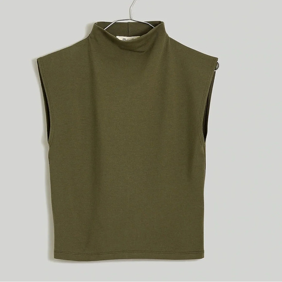 Madewell Tops - Madewell Green Funnelneck Cropped Muscle Tee Top Size XXS